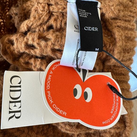 Cider Brown Open Knit Cropped Sweater MEDIUM Grunge Boxy Oversized NEW - Picture 5 of 5